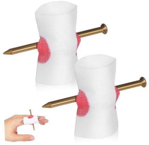 TOGEVAL 2stücke Gruselige Halloween Streiche Requisiten Plastische Nagel Durch Finger Fake Requisiten Für Bloody Finger Tricks Sicheres Und Realistisches Scherzspielzeug