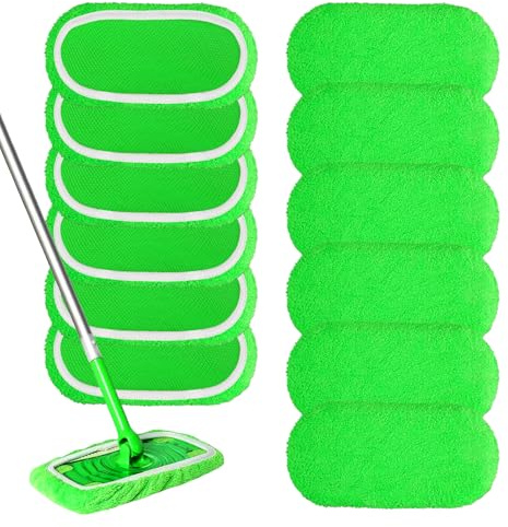 12 Pezzi Panni Riutilizzabili per Swiffer Sweeper Mop,25.4x11.5cm Cuffietta Microfibra per Swiffer,Straccio Lavapavimenti per Pavimenti Asciutti/Bagnati,Lavabili Panni Cuscinetti per Mocio di Ricambio
