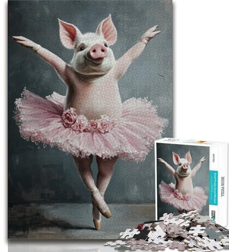 Tanzendes Ballett-Puzzle mit Schweinchen für Erwachsene und Teenager, 1000-teiliges Puzzle, anspruchsvolles Spielspielzeug, jedes Teil ist einzigartig – anspruchsvolles Familienspiel, 50x75cm
