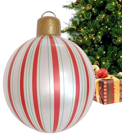 Djowyh Aufblasbare Weihnachtskugeln,Aufblasbare Christbaumkugeln | PVC Großdekoration Für Halloween Vorgarten Yard Außenbereich Garten Weihnachtsdisplay