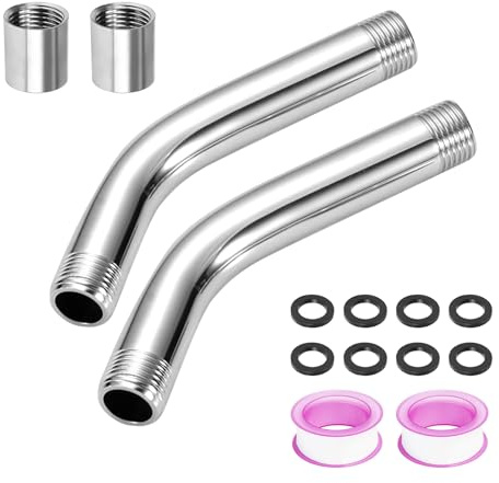 Bofanze 2 Pezzi Braccio di Prolunga per Soffione Inox Prolunga Tubo Doccia | Estensione Soffione Doccia in Acciaio Inox G1/2 15cm Tubo di Prolunga per Doccia in Acciaio Inossidabile G1/2