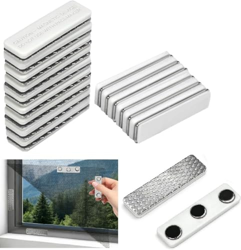 Vunanvu Fliegengitter Clips 16 Stück Magnete für Fliegengitter Fenster Selbstklebende Clips Fensterclip mit Magnet Magnetische Fensterklammern für Fensterscheiben-kein Bohren oder Schrauben (Weiß)