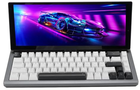 SUNGOOYUE Clavier Mécanique à écran Tactile de 12,3 Pouces, 68 Touches, Clavier de Jeu USB Filaire rétroéclairé RVB avec écran Pliable et Commutateurs Remplaçables à Chaud, pour OS X (Prise UE)