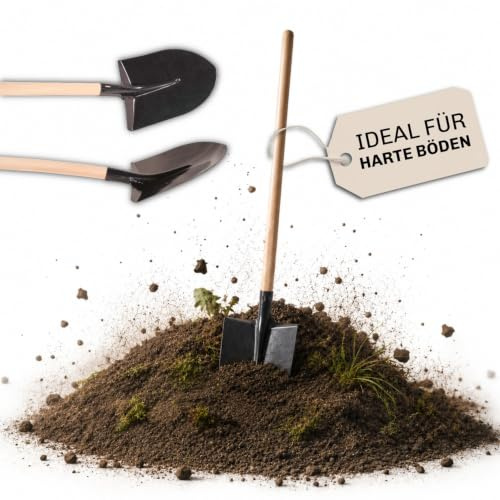 Made for SHW Frankfurter Schaufel mit 130 cm Buchenholzstiel | Gr. 30x25 cm | Für Garten & Bau | Aufgraben, Ausheben & Schüttgut bewegen | Spitze Form für harte Böden | Gewölbtes Blatt & Buchenstiel
