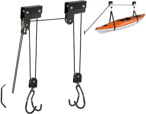 Garage Pulley Lift System, 45kg Capacity, for Kayak, Bike, Ladder Storage