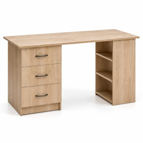 Arreditaly Scrivania Moderna Con 3 Cassetti E 3 Vani A Giorno Scrittoio Struttura In MDF Resistente Design Minimal Ideale Per Ufficio Studio Cameretta E Smart Working 120 x 49 x 72 Cm Rovere