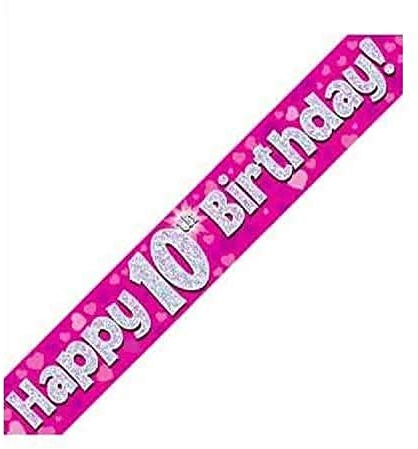 Oaktree UK 9ft Banner Happy 10th Birthday Pink