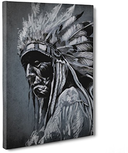 Quadro su Tela Canvas - INTELAIATO - Pronto da Appendere - Indiano d'America - Nativi Americani - 30x40cm - Senza Cornice - (cod.3237)