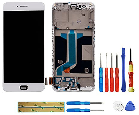 swark Optic AMOLED Compatible with ONEPLUS 5 A5000 5.5 LCD Display Touch Screen + Rahmen Reparatur Weiß