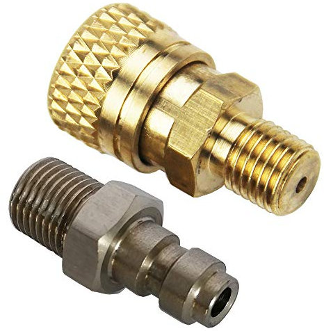 Mangobuy PCP Airforce Paintball Edelstahl Doppelend männlich Stecker mit Schnell trennen M10 Weiblich Koppler Verbinder und Anderer Schlauchkombination (Typ 5)