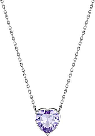 Aurora Tears June Birthstone Necklaces Love Heart 925 Sterling Sliver Heart-Shaped Birthstone Pendant Birth Stone Jewelry Gifts for Women and Men DP0265U