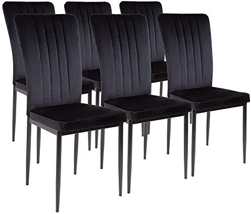 Albatros Esszimmerstühle mit Samt-Bezug 6er Set Modena, Schwarz - Stilvolles Vintage Design, Samt-Bezug, SGS geprüfter Polsterstuhl - Moderner Küchenstuhl, Stuhl Esszimmer oder Esstisch Stuhl