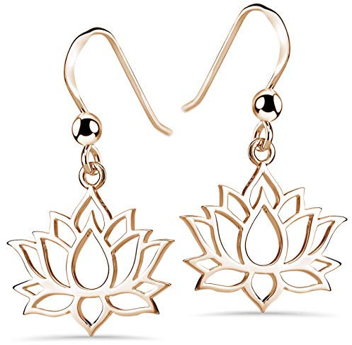 MATERIA Rosegold Ohrringe Blume hängend - 925 Silber Ohrhänger Lotusblüte vergoldet SO-73-Rose