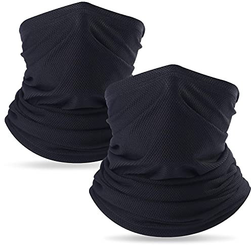 Arcweg Multifunktionstuch Herren Schnelltrocknend Atmungsaktiv Weich Gesichtsmaske Damen Super Elastisch Sonnenschutz Verschleißfest Schlauchschal Halstuch Schwarz 2PCS (Einheitsgröße)