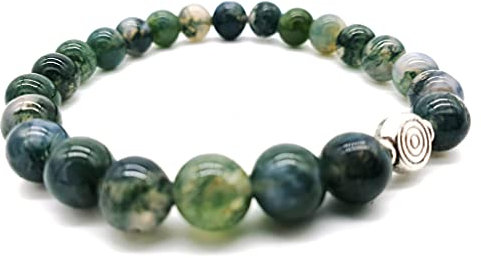 Reiki Moos-Achat Edelstein Armband im Schmuckbeutel