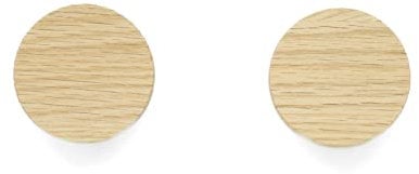 PLT 2 Stück Skandinavische Möbelgriffe aus unbehandeltem Eichenholz, Rund, Knauf, Knopf für Kommode, Schrank, Schublade, Tür, Geschenkidee (2, 4 cm Durchmesser)