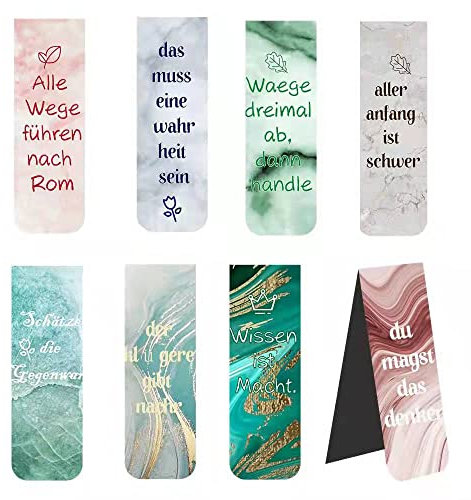 Lesezeichen Magnetisch Sprüche Bunt Set Für Erwachsene Und Kinder JIJICZ 8 Stück Deutsch Magnetlesezeichen, Magnetisches Seite Markierungen Clip Bookmark Für Mädchen Jungen Damen Mann Bücher