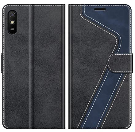 MOBESV Custodia per Xiaomi Redmi 9A, Cover a Libro Magnetica Custodia in Pelle per Xiaomi Redmi 9A, Elegante Nero