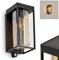 Außenwandleuchte Palanga, Außenleuchte aus Metall in Schwarz u. 2 Gläsern (amberfarben/klar), Wandlampe m. Bewegungsmelder für Terrasse/Eingangsbereich, 1 x E27, ohne Leuchtmittel, m. Lichteffekt