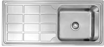 100x46, évier inox 304 18/8 0,8mm,Évier cuisine,évier en acier inoxydable,Évier de cuisine 1 Bac,Brossé Rectangle