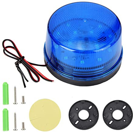 Pongnas 9-12V Blaues LED Blitzlicht, Notfallalarm Warnsignal Blinklicht - 2,9 * 1,7 Zoll (Durchmesser * H)