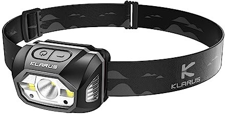 klarus HM1 440 Lumen wiederaufladbare Gestensensor Stirnlampe Kopflampe, 5 Modi 70 Stunden Laufzeit, IPX6 wasserdichtes LED Stirnlampe für Laufen, Camping, Wandern, Jagen(grau)