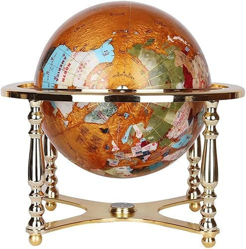 HRTC globus Neueste Weltkugel 720° Drehbarer Lernglobus Mit Vier Goldenen Ständern Und Kompass 33 cm Durchmesser Praktisches Lehrbuch