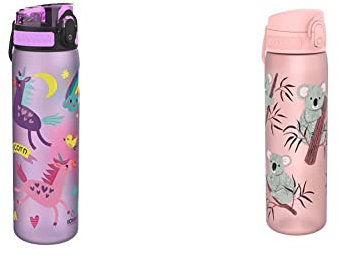 Ion8 Leak Proof Slim Water Bottle, BPA Free, Koala, 500ml (18oz) & Leak Proof Slim Water Bottle, BPA Free, 500ml, Unicorns, i8500FPPunic