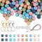 Xzyden Silicone Beads, 150pcs Silicone Beads Bulk Round Bead 15mm Hexagon Beads 14mm for Jewelry Making Large Beads w/Lanyard & Key Chain Ring for Keychain Making (12mm Macaron)