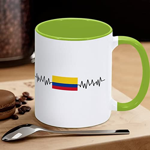Yelolyio Taza de café con diseño de bandera de Colombia, taza de café de Colombia, taza de té de cerámica con asa grande en C para café, té, cereales, agua, para oficina, cocina, hogar, escuela