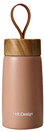 Dirfuny café isotherme – Bouteille isotherme avec grain bois | Tasse voyage réutilisable en acier inoxydable 304 pour boissons chaudes et froides ou thé