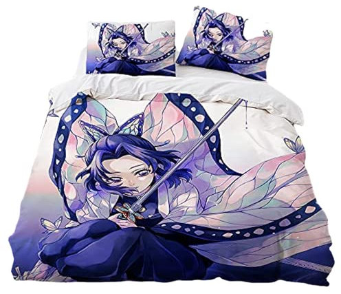 Agmdno Deon SlEyer Bettwäsche 135x200-Bettbezug 135x200 cm + Kissenbezug 80x80 cm - Nezuko Kamado Bettwäsche-Set Für Mädchen Geschenk Kinder (A,135x200cm+80x80cmx1)