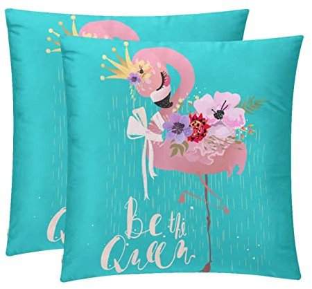 Lustige Flamingo-Kissenbezüge mit Blumenmuster, 2 Stück, personalisierbar