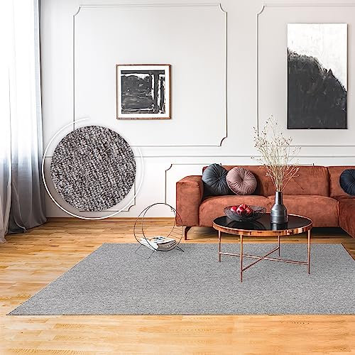 Paco Home Teppich Wohnzimmer Schlafzimmer Kurzflor Waschbar Bis 30 Grad Einfarbiges Design Meliertes Muster Weich Moderne Deko, Grösse:80x150 cm, Farbe:Grau