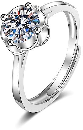 Bishilin Verlobungsringe Verstellbar, Damen Ringe Blume mit Zirkonia Trauringe Hochzeit Ringe Personalisiert