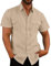 VUIOYRG Stretch Short Sleeve Shirt with Pockets,Men's Summer Cotton Button Down Casual Shirts,Plain Regular Fit Casual Business Shirt, Lightweight Beach Tops (Apricot,2XL)
