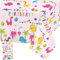Dinosaurier Tischdecke Rosa Dino Tischdecken Dinosaur Geburtstag Plastik Tischtuch Rechteckige Wasserdicht Dino Motiv Kinder Geburtstag Party Dekoration, 137 x 274cm, 1 Stück
