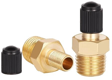 2 Stück Luftfüller Adapter, 1/4 Zoll NPT Luftfüller-Adapter 0,6 cm Massives Messing Luftventil Adapter Luft Adapter Kompressor Verwendung mit Luftkompressortanks