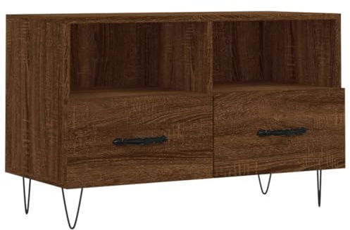 vidaXL TV Schrank, Fernsehschrank mit Eisenbeinen, Fernsehtisch für Wohnzimmer, Lowboard Sideboard TV Ständer TV Gerät, Braun Eichen Optik Holzwerkstoff
