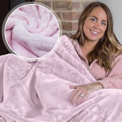 Dreamcatcher Luxurious Pink Faux Fur Throw Blanket 160 x130cm, Large Blankets and Throws Fleece Blanket, Ideal Fluffy Blanket for Sofas, Beds, Chairs and Couch