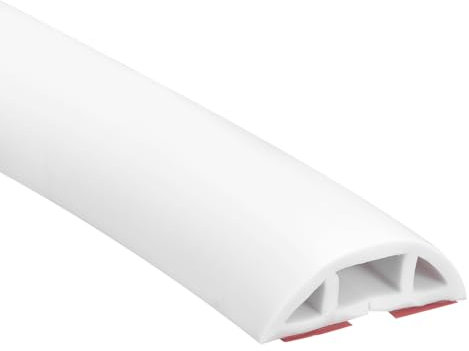 uxcell D30 3.3ft Floor Cord Cover, PVC Cord Cover Floor, Wire Cover for Extension Cords, Protect Wires & Prevent Cable Trips, Hole Width: 0.39, White
