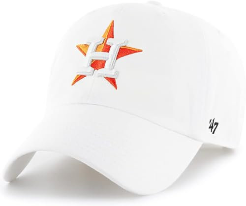 47 MLB Mütze, weiß, Team-Farbe, Primär-Logo, zum Aufräumen, verstellbarer Riemen, Einheitsgröße für Erwachsene, Houston Astros, Einheitsgr��e