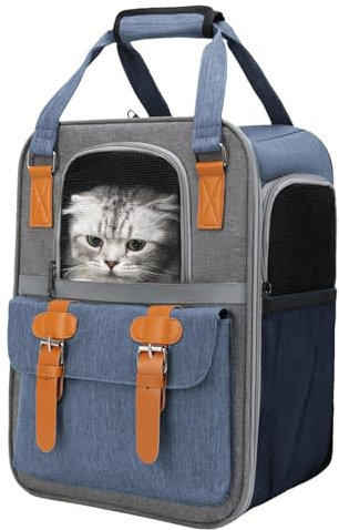 Cat Carrier | Portable Breathable Rucksack with Mesh Window | Dog Backpack Carrier with Ventilated Design, Pet Travel Accessories, for Dog And Cats, Travel Hiking Walking Camping