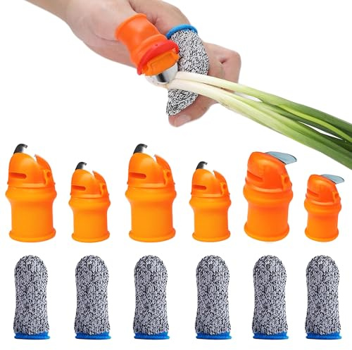 Ltsbaed Couteaux de Jardin en Silicone, 12 Pièces Antidérapant Jardin Pouce Couteau avec Anti-coupure Manchon de Doigt, Réutilisable Jardinage Pouce Séparateur pour Couper Plantes, Fuits et Légumes
