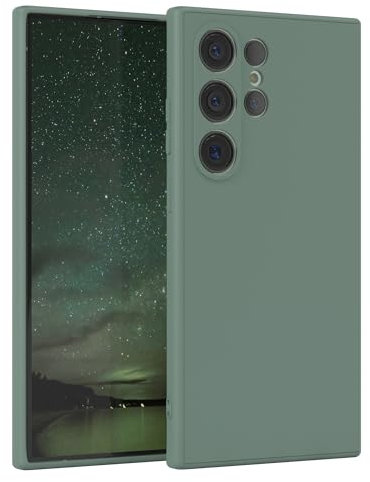 EAZY CASE - Silikonhülle für Galaxy S24 Ultra Hülle Silikon Case Dunkelgrün weich stoßfeste Handyhülle Schutzhülle mit Kameraschutz Dünn Premium Schutz Cover TPU Phone Bumper in Mitternacht Grün Matt