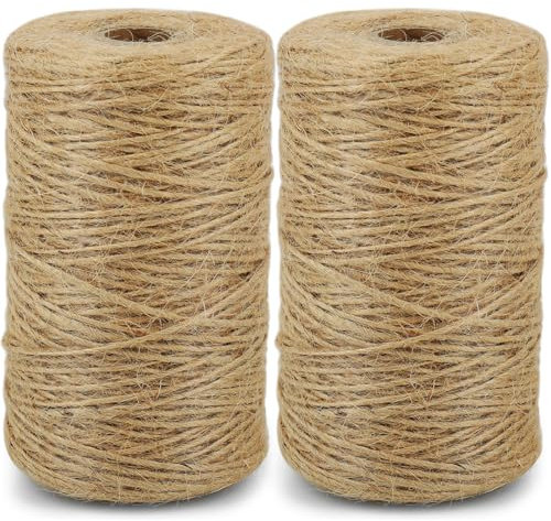 PUWOWYE 400M Spago Juta 1mm, Spago per Decorazioni Naturale, Corda Juta Marrone per Confezioni Regalo, Giardinaggio, Decorazione, Artigianato, Mestiere Fai da Te