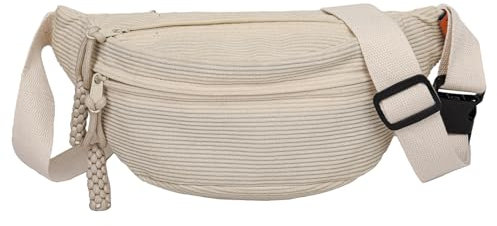 Gürteltasche Damen Bauchtasche Mode Hüfttasche Damen Geldbörse Ovalen Taschen Umhängetasche Mini Gürteltasche für Reise Wanderung und Alle Outdoor-aktivitäten (Beige Bauchtasche Damen Cord)