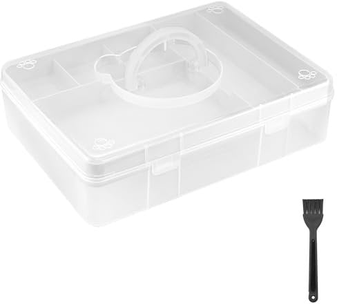 Clear Craft Stackable Craft Storage Box, with 7 Compartment Tray - Large Capacity Organizer for Medications, Sewing Supplies, Stationery - Space-Saving Design for Home & Office - Transparent White