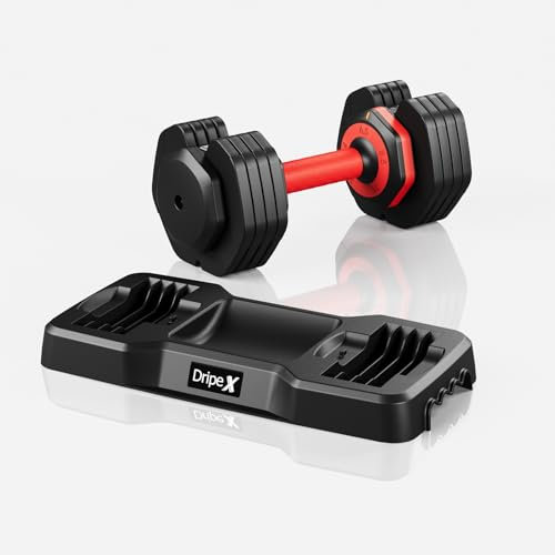 Dripex Adjustable Dumbbells 25LB/11KG Weights, 2kg to 11kg Adjustable Weights for Men and Women, Anti-Slip Handle with Safety Locking Mechanism for Home Gym Exercise Equipment-1 Single
