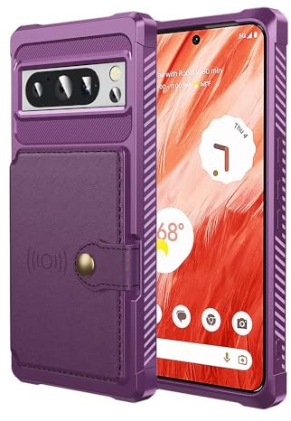 XYZNTMF Étui portefeuille à rabat pour Google Pixel 8 Pro avec porte-cartes et coque antichoc en cuir synthétique et fermoir magnétique pour voiture - Violet